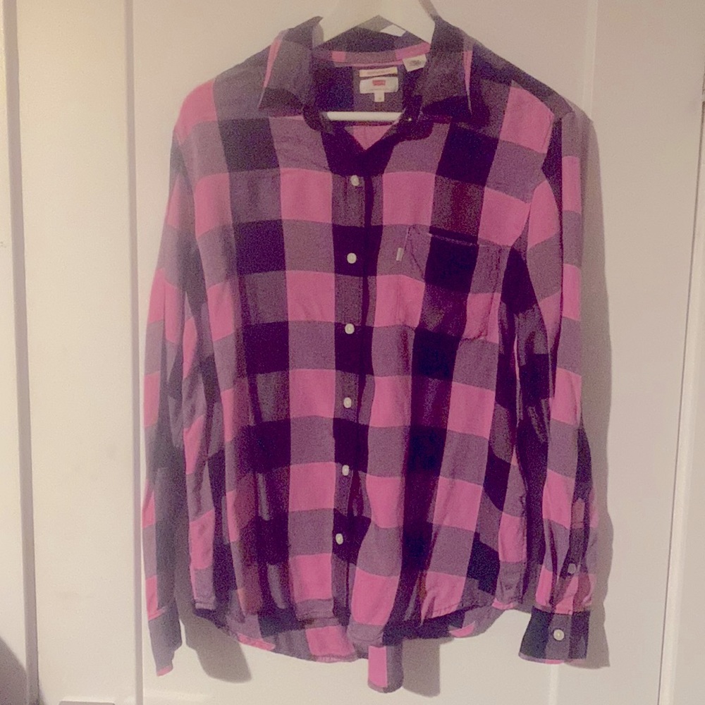 Levi’s plaid check boyfriend fit blouse